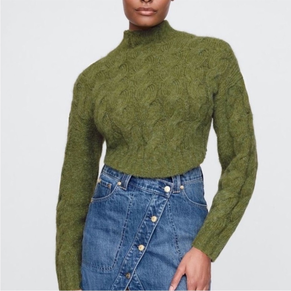 Cult Gaia x Gap Green Cable Knit Mock Neck Sweater